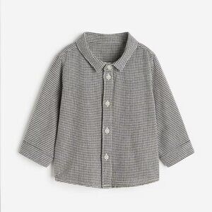 H&M Baby Cotton Shirt, Gray/houndstooth, 6-9 m,